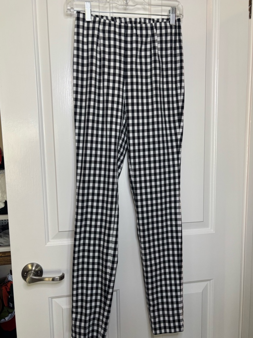 NWT VIA MARINI Italian Black & White Gingham Leggings elastic waist size 2